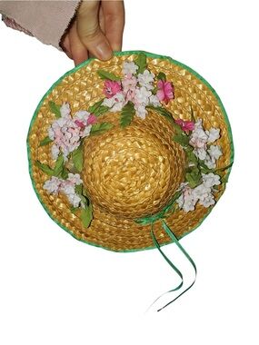 Vintage straw hat handcrafted decor